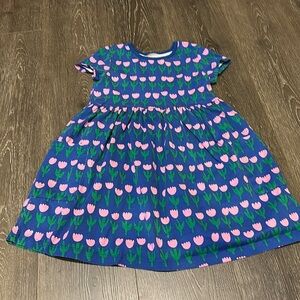 Hanna Anderson Blue dress with pink tulips, size 8 🌷